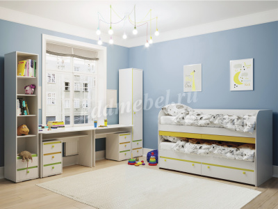 Шкаф антресольный Мамба (Белый/Зеленый/Желтый)