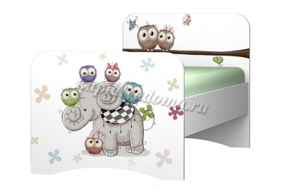 Кровать Смарти-2 (Белый/Фотопечать Совята)