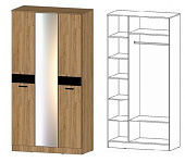 Шкаф Гамма 3-х створчатый (Дуб вотан)