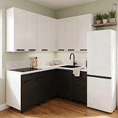 Кухня угловая Григгс М 1,6*1,5  (Камень светлый/Камень темный/Столешница Мрамор Лацио)