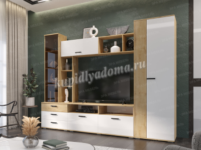 Гостиная Крокус (Дуб вотан/Белый гладкий)