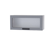 Шкаф верхний со стеклом 8ХС кухня Марбл (Белый/Белый софт)