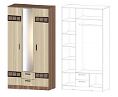 Шкаф Коста-Рика 3-х створчатый (Ясень шимо темный/Ясень шимо светлый)