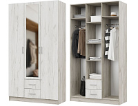 Шкаф Гармония 3-х створчатый ШК 601 (Дуб крафт белый/Дуб крафт серый)
