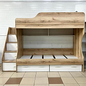 Кровать двухъярусная Геометрия-2 (Белый/Делано светлый)