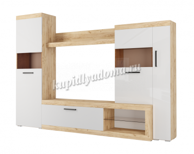 Гостиная Бастон (Дуб вотан/Белый гладкий)