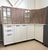 Кухня угловая Модена 1.1*2.0м (Лиственница сибирская/Белое дерево)
