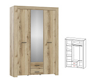 Шкаф Квадро-16 3-х створчатый (Дуб Делано светлый)