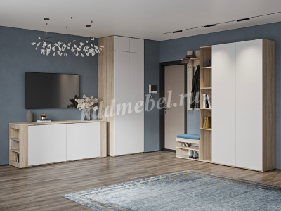 Стол-комод Левый (Дуб сонома светлый/Белый)