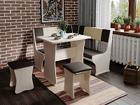 Кухонный уголок Гамма Тип-1 мини (Дуб молочный/Шоколад/Бежевый) к/з