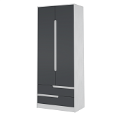 Шкаф 2-х створчатый Гавана (Белый/Графит серый)