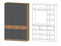 Шкаф Ленора 3-х створчатый (Дуб вотан/Графит)
