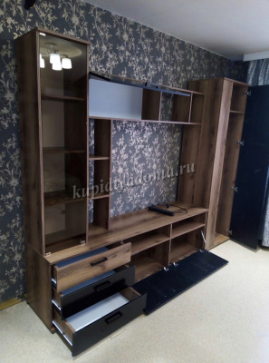 Гостиная Крокус (Дуб делано/Черный глянец)