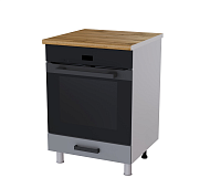 Шкаф нижний духовой 6Д кухня Осло без столешницы (Белый/Карбон Пепел) 