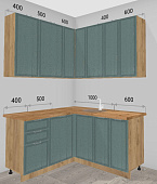 Кухня угловая Орлеан 1,50*1,60 МДФ Крафт (Маренго/Столешница Дуб вотан) N 