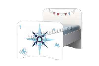 Кровать Смарти (Белый/Фотопечать Маяк)