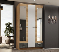 Шкаф Адель 1,2 (Дуб вотан/Белый гладкий/Цемент темный)