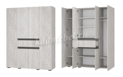 Шкаф Мрия 4-х створчатый (Бетон пайн светлый/Графит)