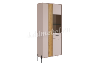 Шкаф двухдверный Доминика со стеклом (Кашемир/Дуб крафт золотой)